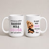 White 15oz ceramic Polish coffee mug featuring sassy cartoon girl design and personalized name