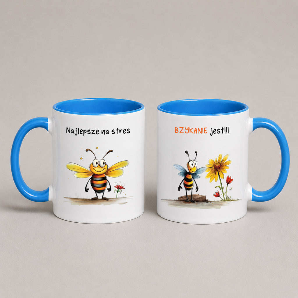 Funny Polish bee mug - blue 11oz