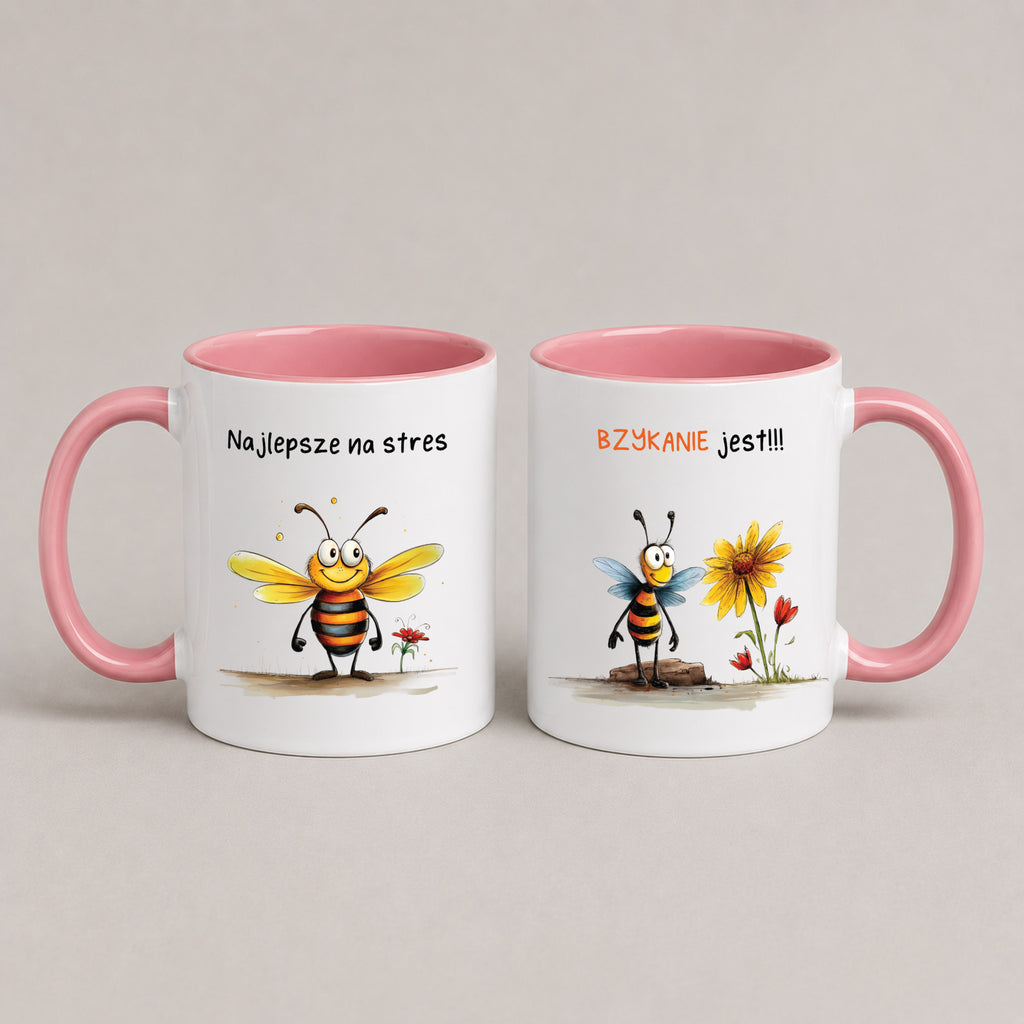 Funny Polish bee mug - pink 11oz
