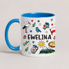 Personalized Polish folk art mug - blue 11oz