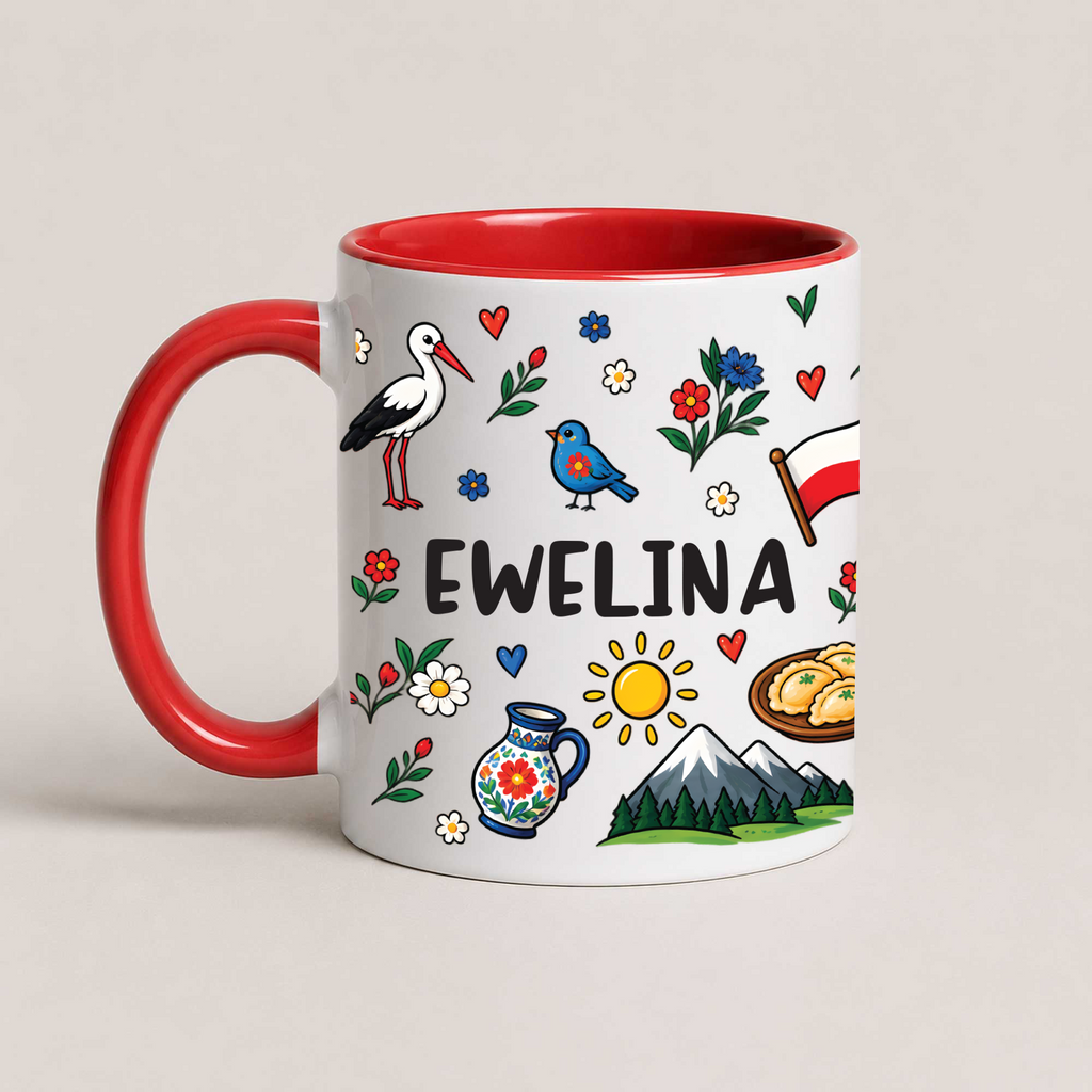 Personalized Polish folk art mug - red 11oz