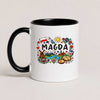 Personalized Poland landmarks mug with custom name, Polish flag, stork, Wawel Castle, windmill and pierogi - black 11oz