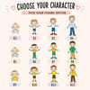 Design preview showing the custom grandchildren character illustration options available for personalization