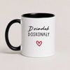 A Black 11oz ceramic Polish coffee mug featuring the 'Dziadek Doskonały' design with a subtle heart accent