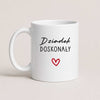 A White 11oz ceramic Polish coffee mug featuring the 'Dziadek Doskonały' design with a subtle heart accent