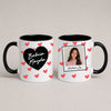 A Black 11oz ceramic Polish coffee mug featuring a custom name, custom photo, hearts, and the message 'Kocham Cię'