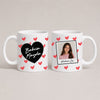 A White 11oz ceramic Polish coffee mug featuring a custom name, custom photo, hearts, and the message 'Kocham Cię'