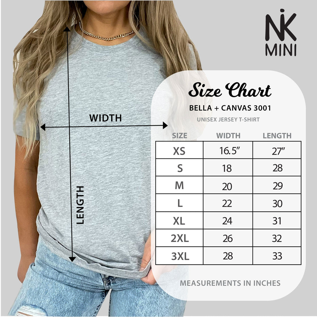 Bella+Canvas T-Shirt Size Chart