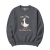 "I'm Fine, Everything Is Fine" Funny Duck Crewneck in Dark Heather Gray