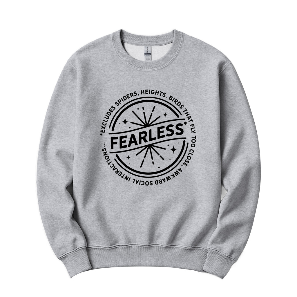 "Fearless"* Funny Badge Crewneck in Athletic Heather