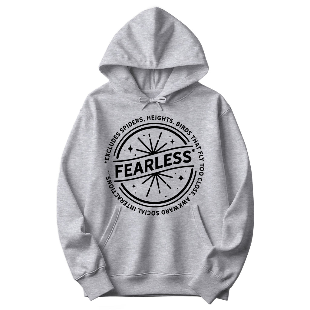 "Fearless"* Funny Badge Hoodie in Athletic Heather