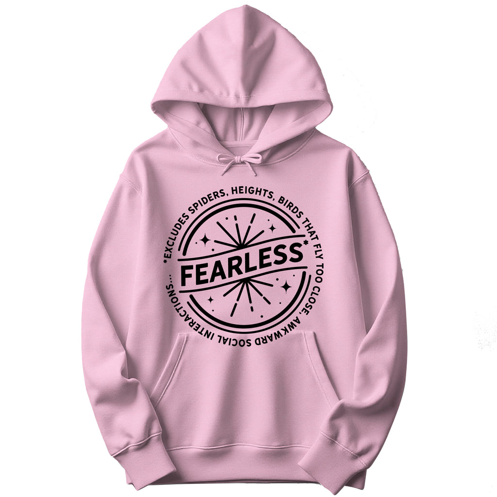 "Fearless"* Funny Badge Hoodie in Pink