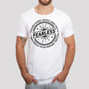 "Fearless"* Funny Badge T-Shirt in White - Lifestyle Photo