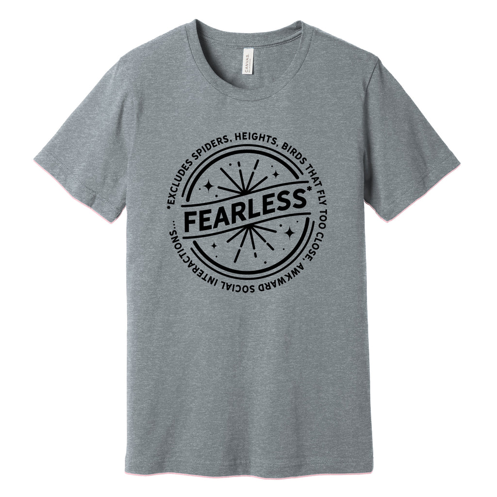 "Fearless"* Funny Badge T-Shirt in Athletic Heather