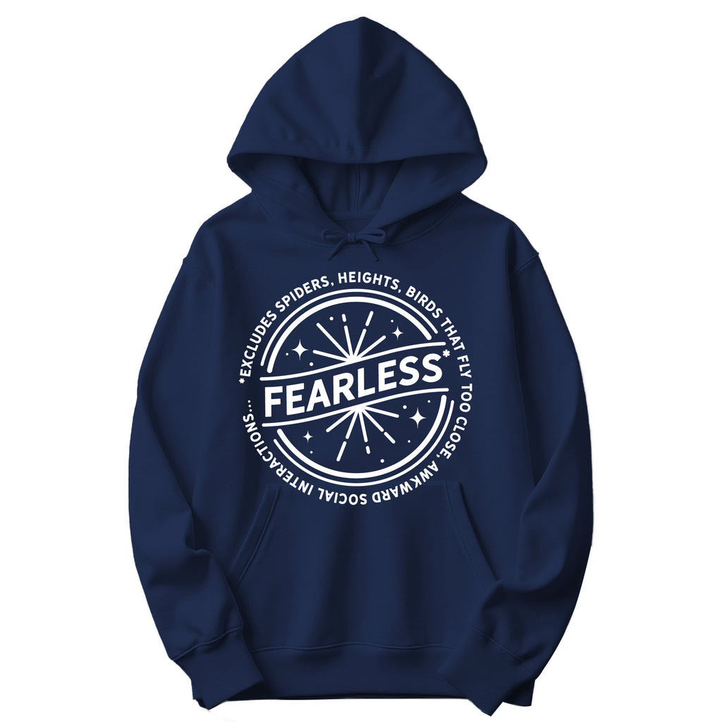 "Fearless"* Funny Badge Hoodie in Navy
