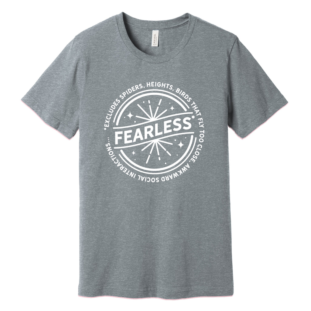 "Fearless"* Funny Badge T-Shirt in Athletic Heather (duplicate upload)