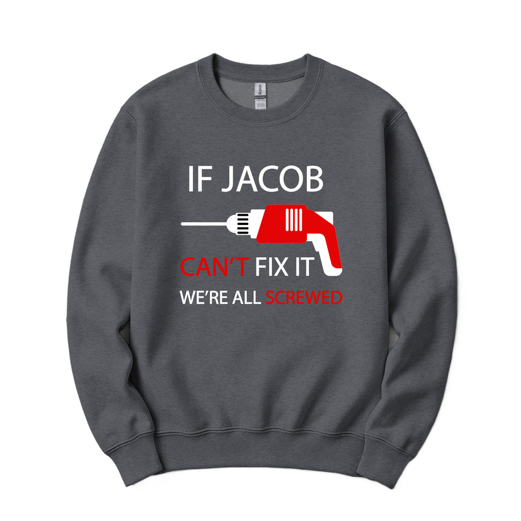 Personalized "Can't Fix It" Crewneck in Dark Heather Gray