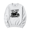 "I Don't Snore, I Dream I'm a Motorcycle" Funny Crewneck in White