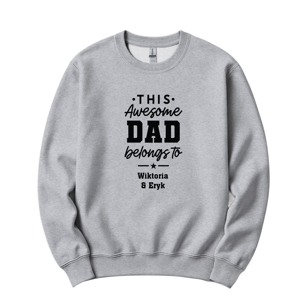 This Awesome Dad Belongs To Personalized Crewneck in Athletic Heather