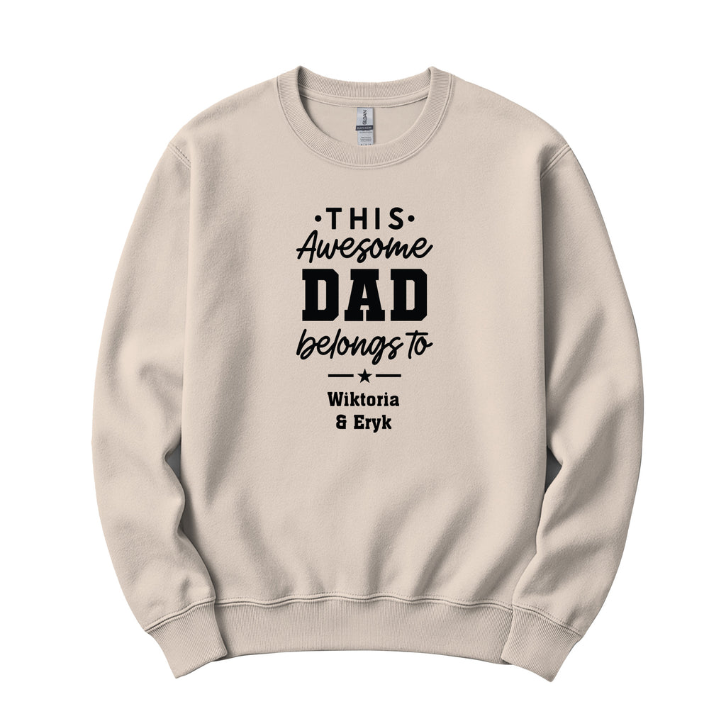 This Awesome Dad Belongs To Personalized Crewneck in Sand