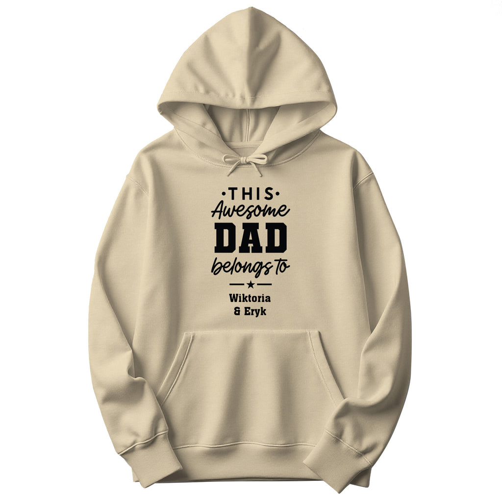 This Awesome Dad Belongs To Personalized Hoodie in Sand