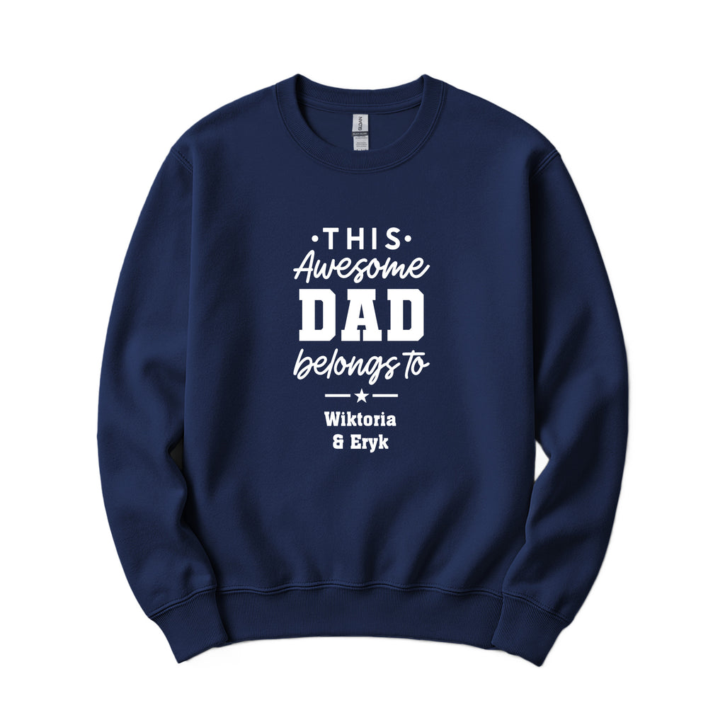 This Awesome Dad Belongs To Personalized Crewneck in Navy