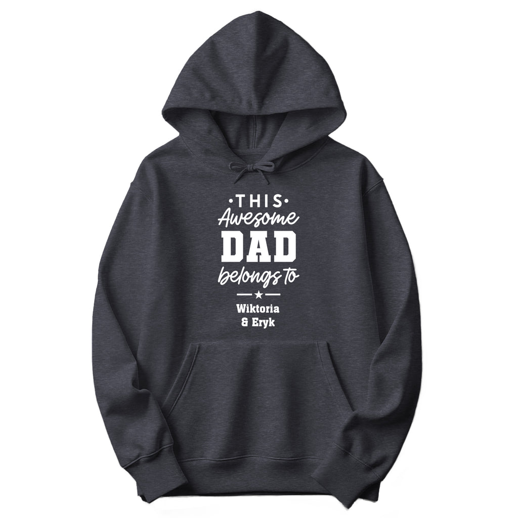 This Awesome Dad Belongs To Personalized Hoodie in Dark Heather Gray