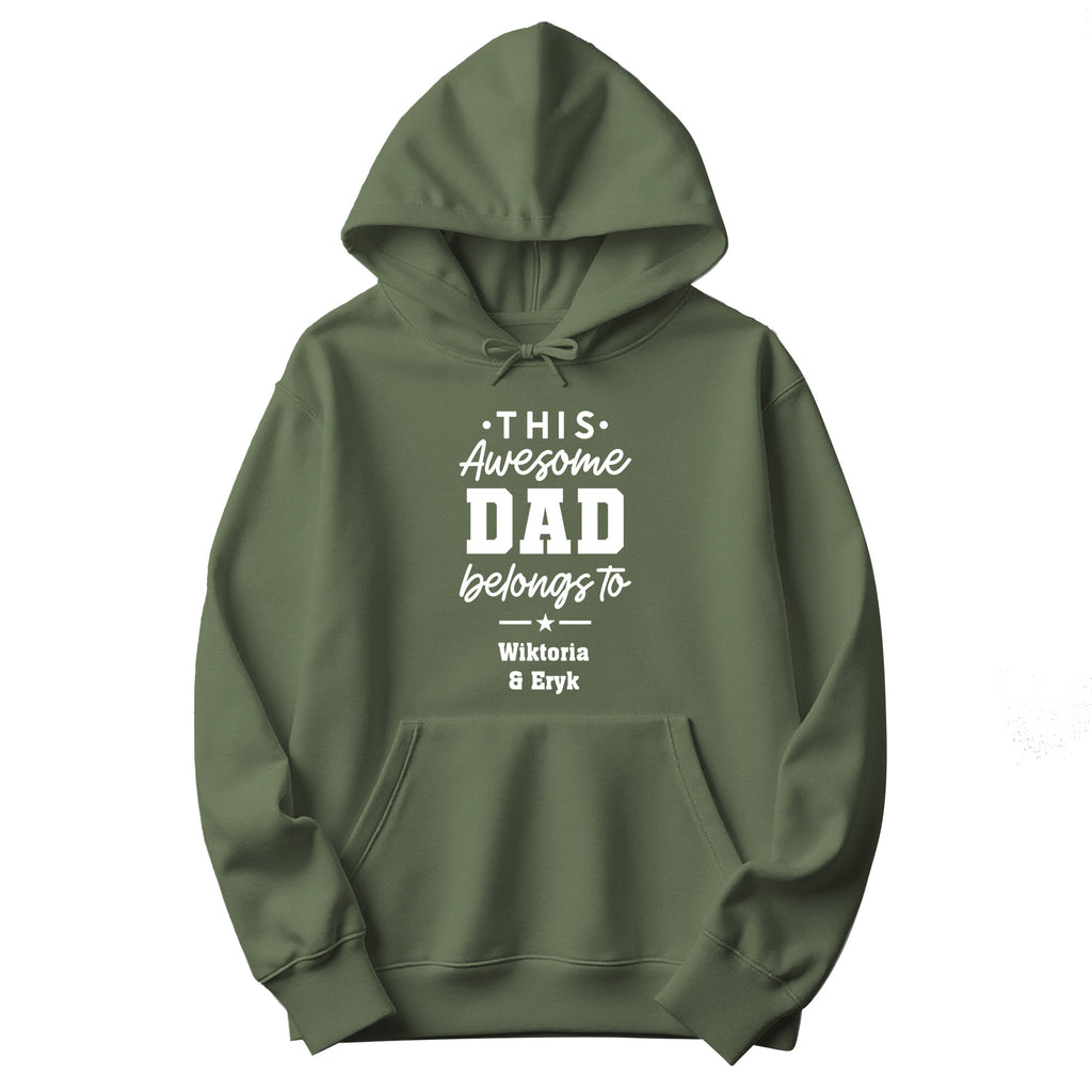 This Awesome Dad Belongs To Personalized Hoodie in Military Green