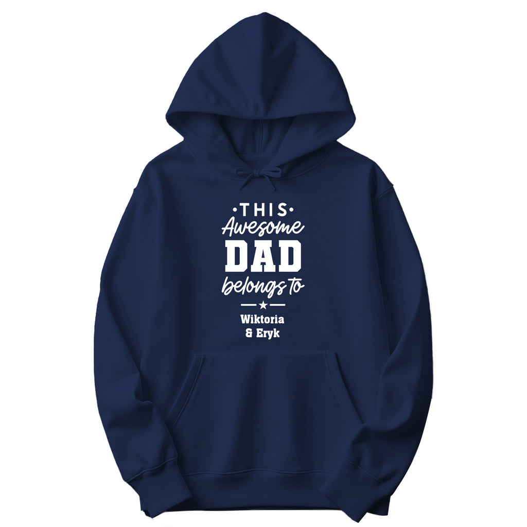 This Awesome Dad Belongs To Personalized Hoodie in Navy