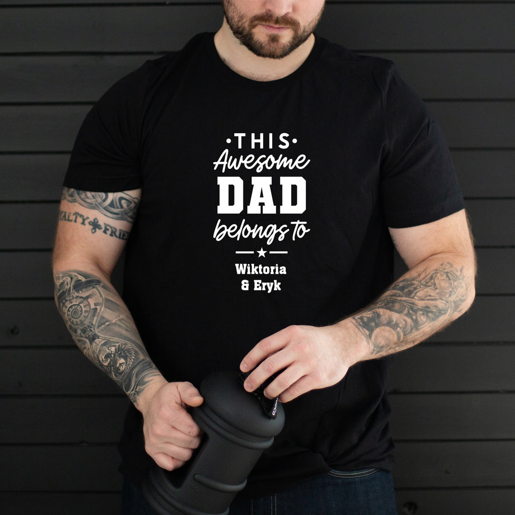 This Awesome Dad Belongs To Personalized T-Shirt in Black - Lifestyle Photo