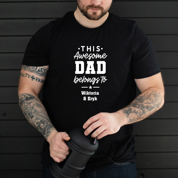 This Awesome Dad Belongs To Personalized T-Shirt in Black - Lifestyle Photo