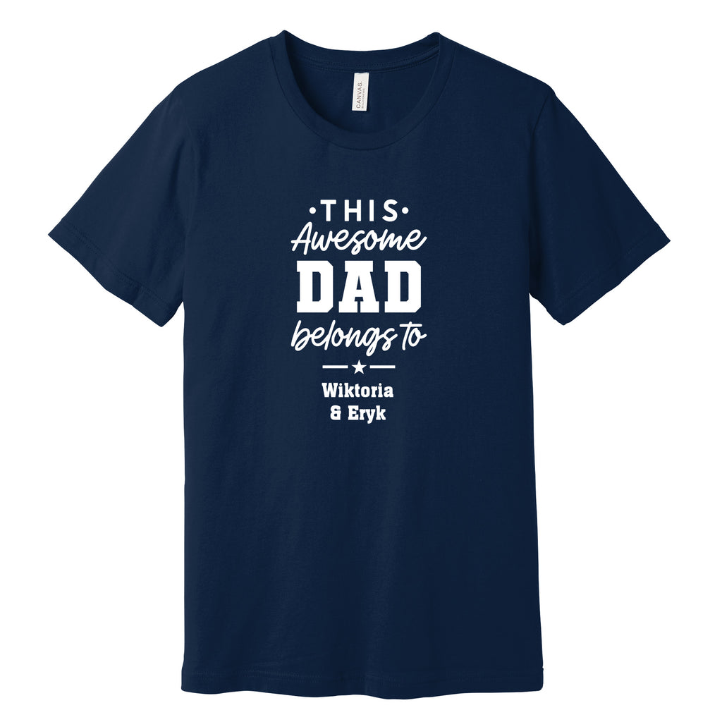 This Awesome Dad Belongs To Personalized T-Shirt in Navy
