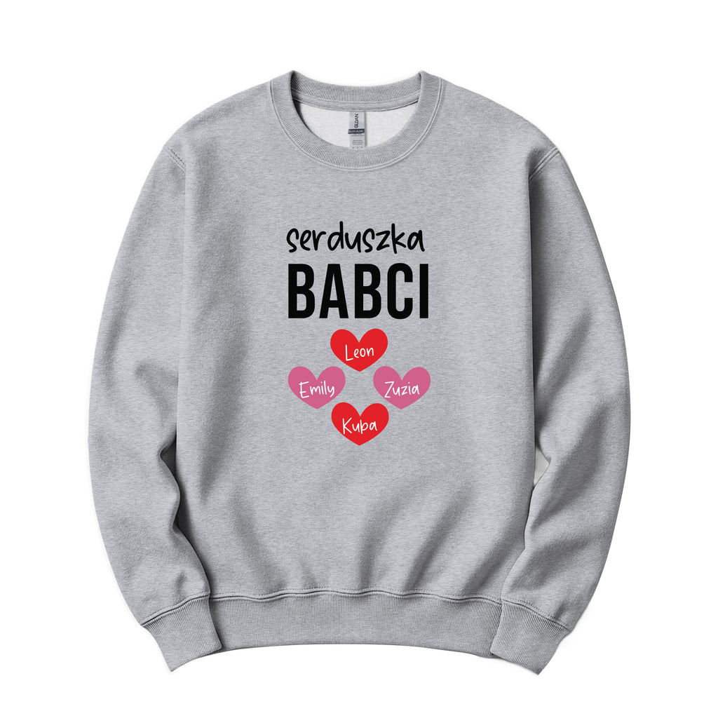 Serduszka Babci Personalized Crewneck in Ash