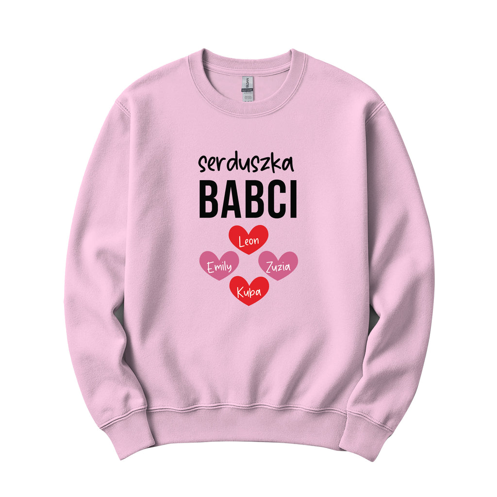 Serduszka Babci Personalized Crewneck in Pink