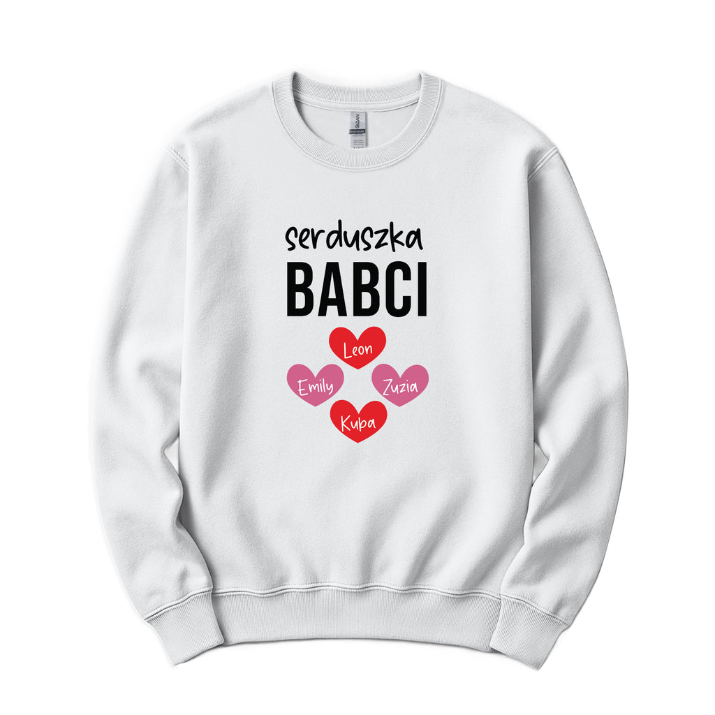 Serduszka Babci Personalized Crewneck in White