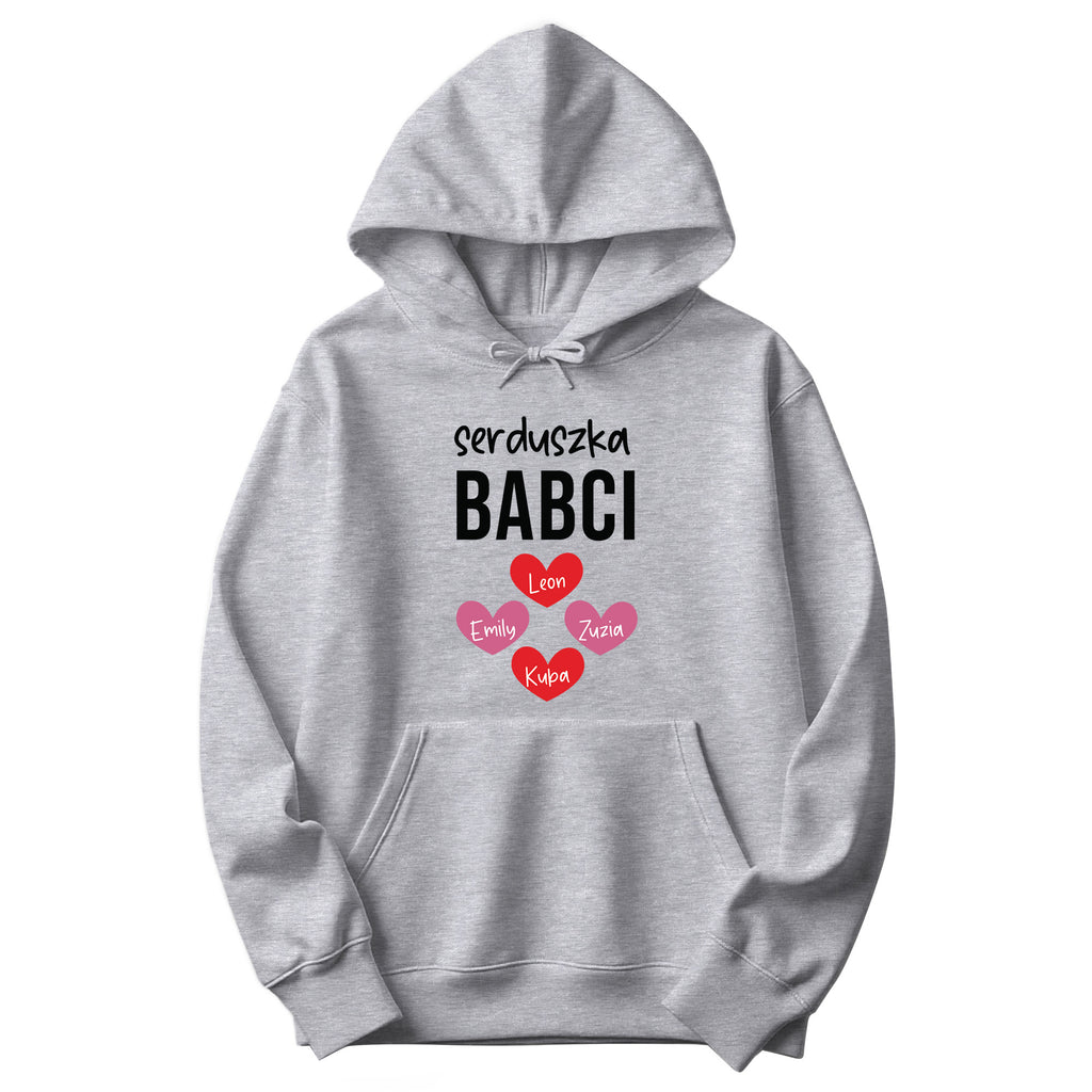 Serduszka Babci Personalized Hoodie in Ash