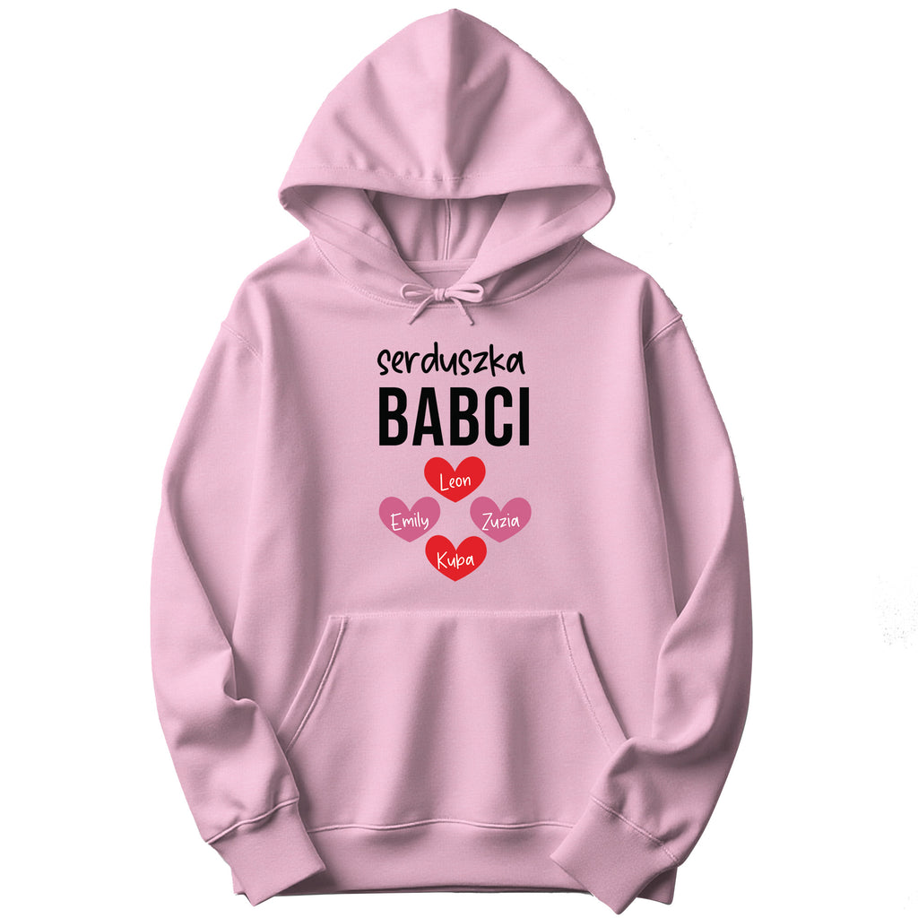 Serduszka Babci Personalized Hoodie in Pink