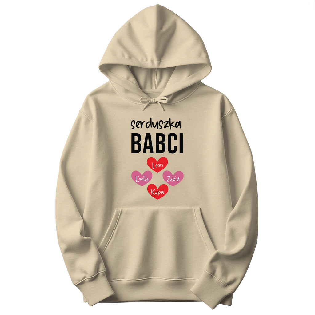 Serduszka Babci Personalized Hoodie in Sand