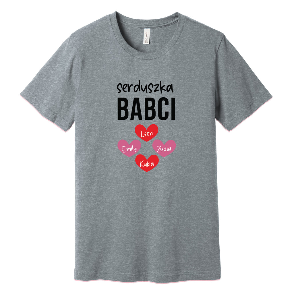 Serduszka Babci Personalized T-Shirt in Ash
