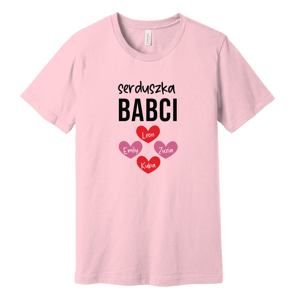 Serduszka Babci Personalized T-Shirt in Pink