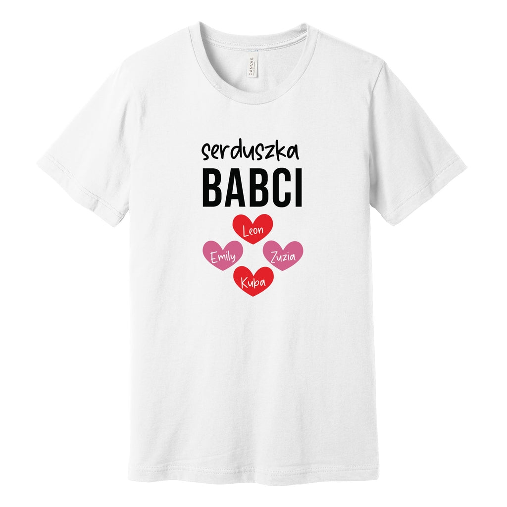 Serduszka Babci Personalized T-Shirt in White
