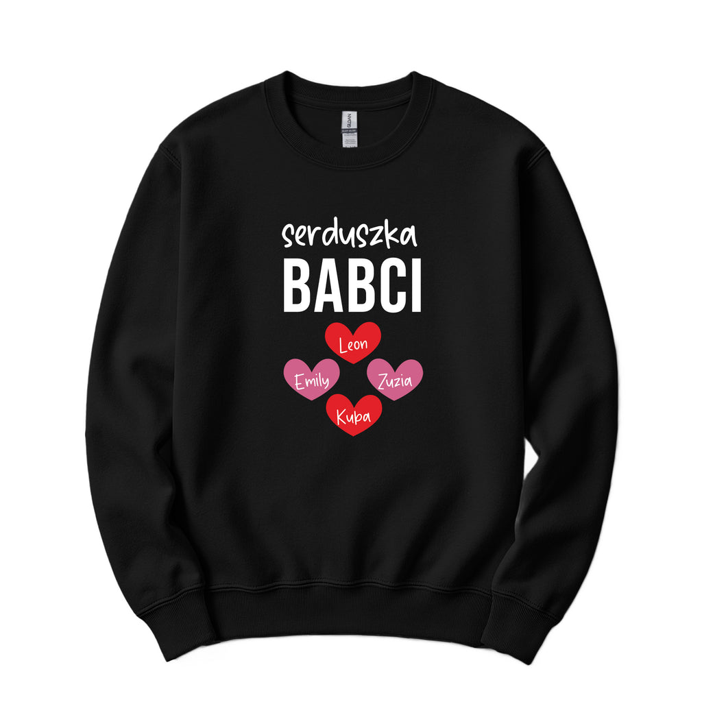 Serduszka Babci Personalized Crewneck in Black
