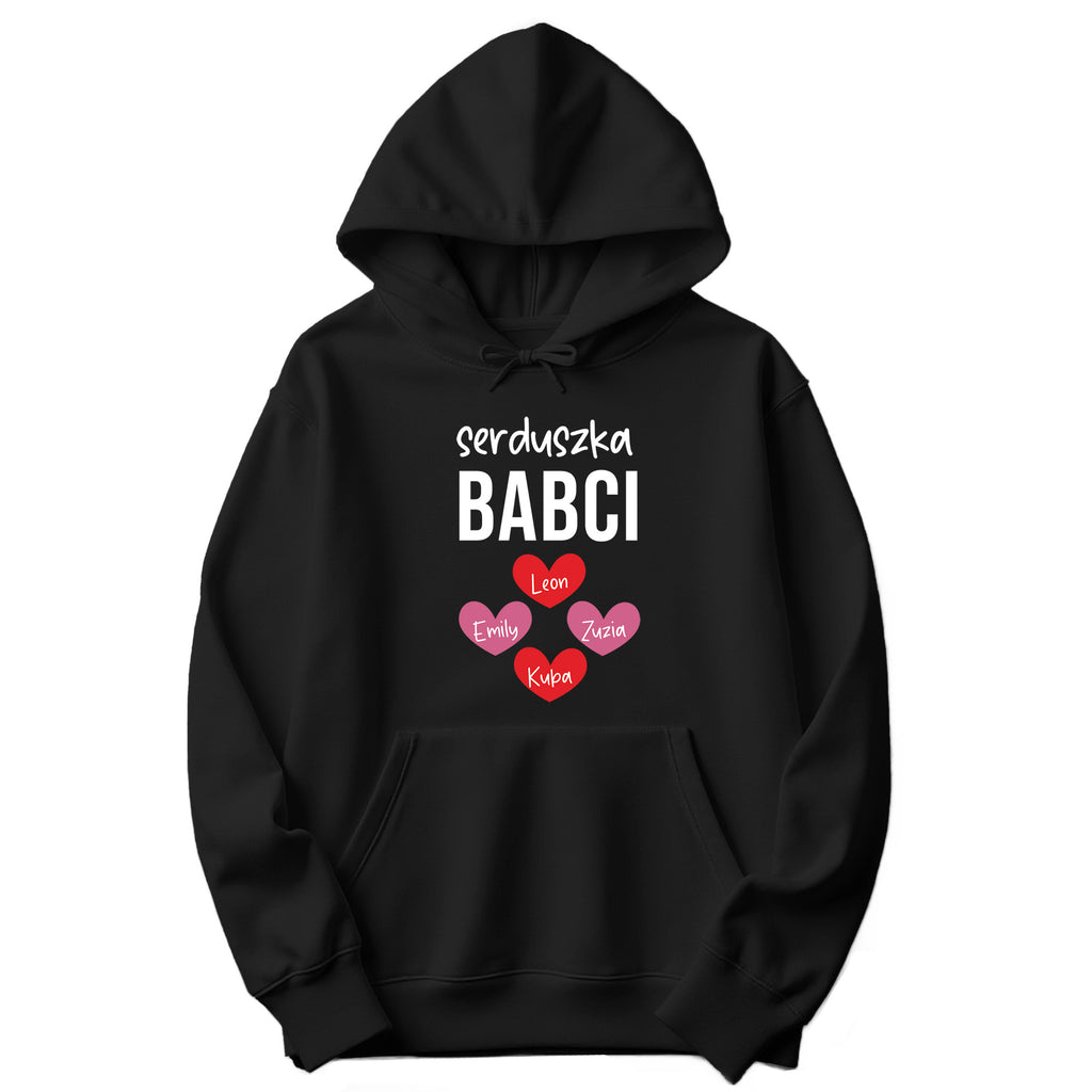Serduszka Babci Personalized Hoodie in Black