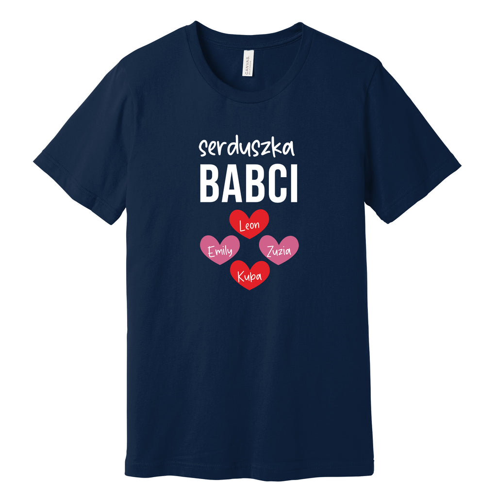 Serduszka Babci Personalized T-Shirt in Navy