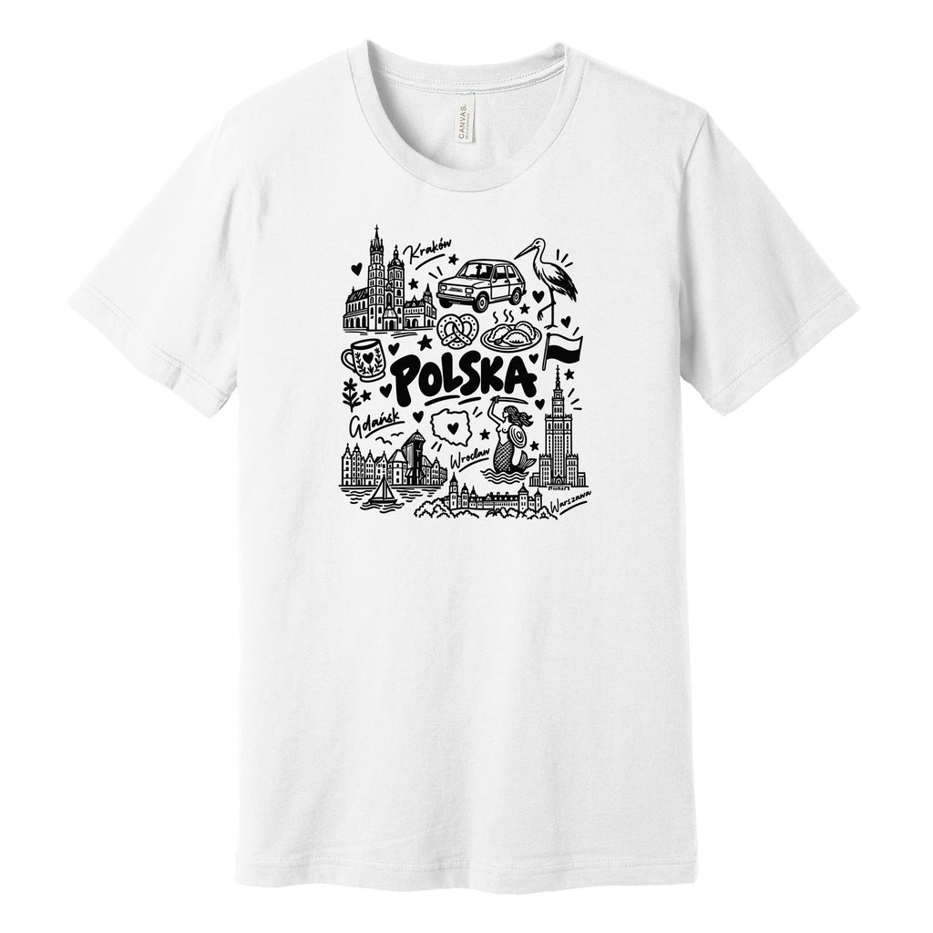 Polska landmarks patriotic Polish t-shirt - white tee