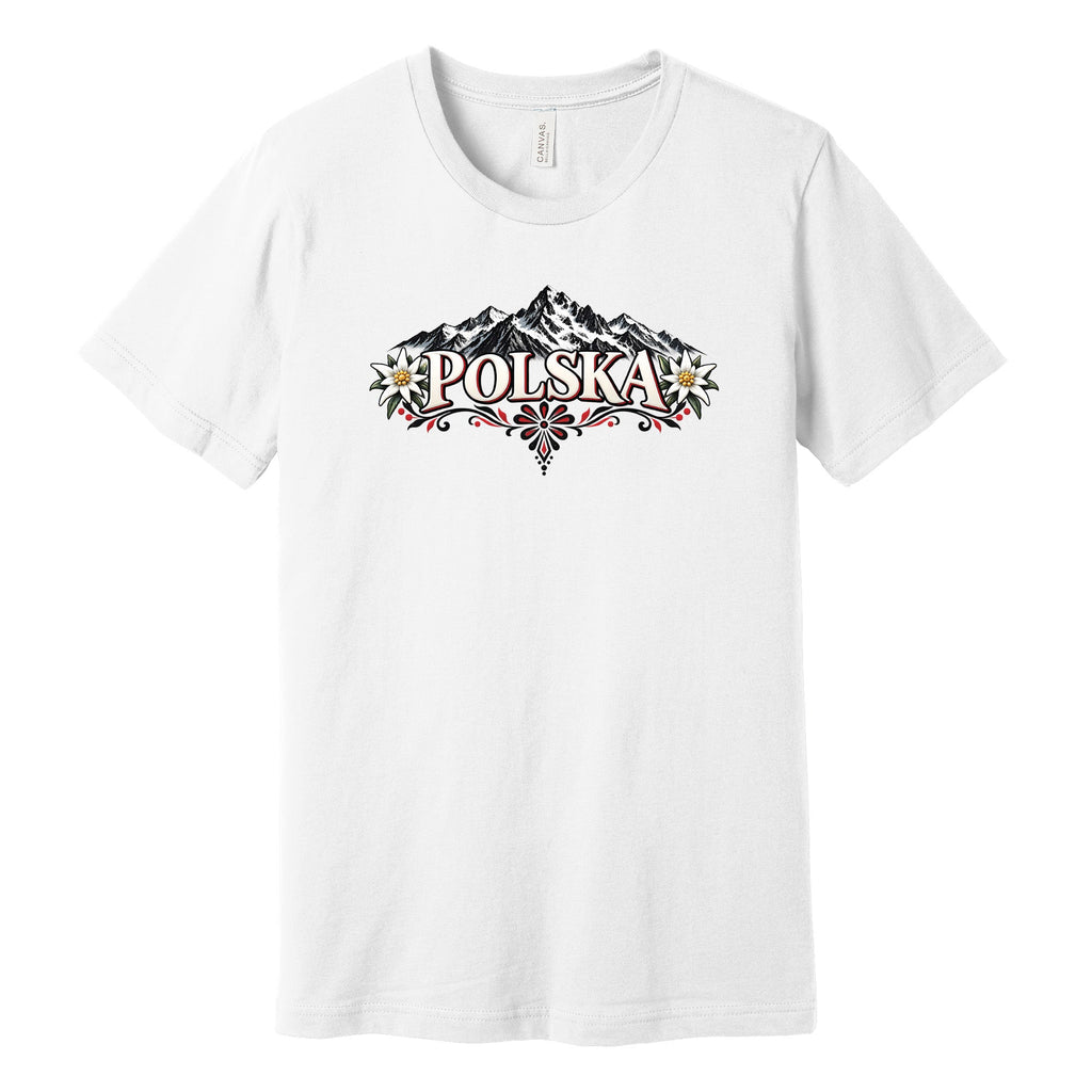 Polska Tatra Mountains and edelweiss Polish t-shirt - white tee