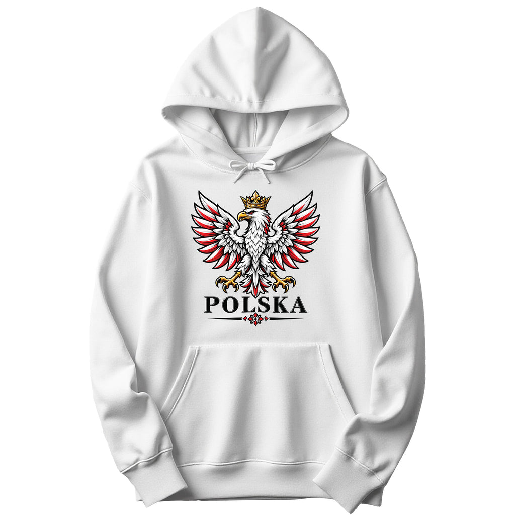 Polska crowned white eagle Polish hoodie - white