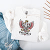 Lifestyle photo of Polska crowned white eagle Polish crewneck - white