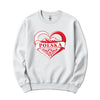 Polska heart with mountains Polish crewneck sweatshirt - white