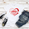 Woman wearing the Polska heart with mountains Polish t-shirt